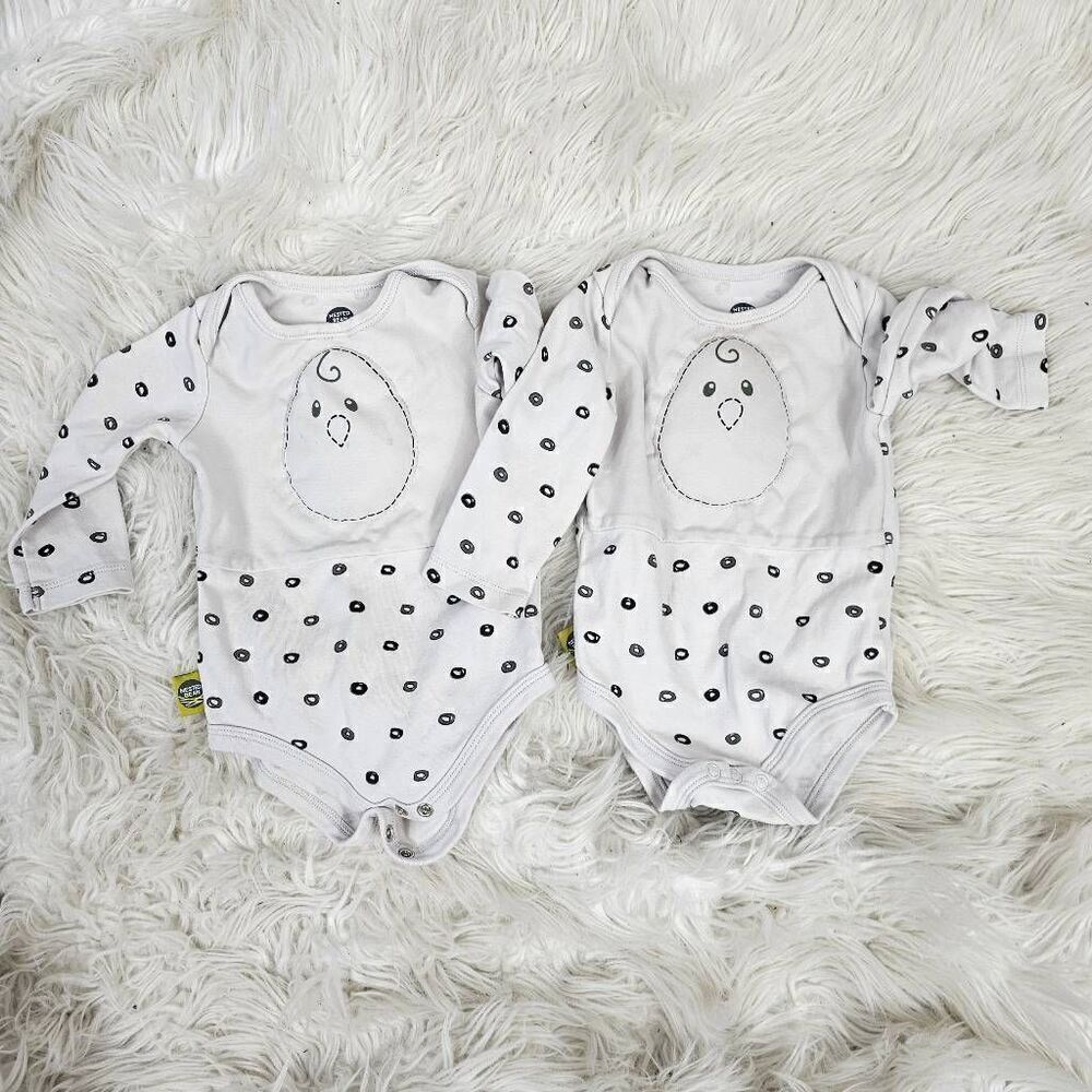 Lot of 2 Nested Bean Tan One Piece Medium (6-12m) 16-22 Ibs Onesie Bodysuit